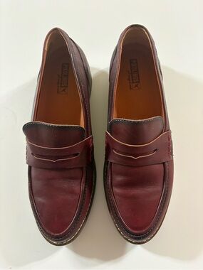 PIKOLINOS Burgundy Leather Penny Loafers - Women